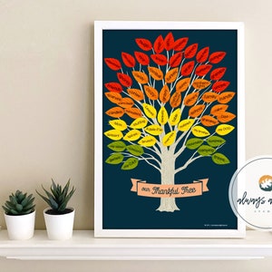 Árbol de agradecimiento imprimible y SVG DIY Acción de Gracias Gratitud / Árbol y hojas pintados a mano Letra / Tabloide 11X17 Instrucciones de archivo Cricut SVG