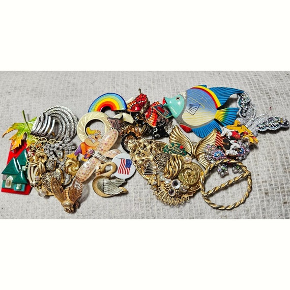 Vintage Brooch and Pin Lot - image 1