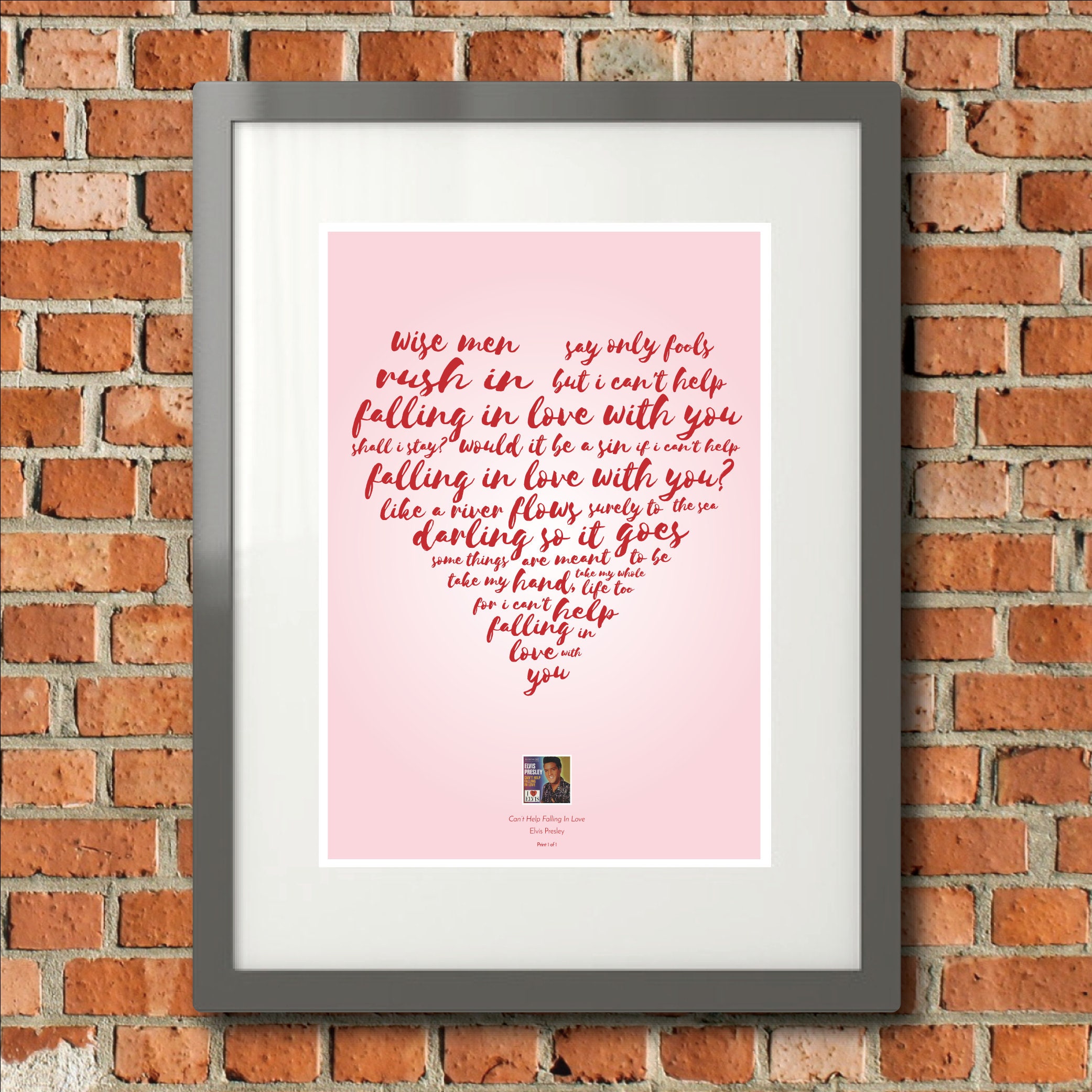 Details about  / Elvis /'Can/'t Help falling In Love/' Personalised Framed Lyrics Print