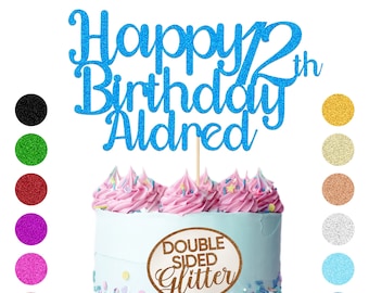Cake Topper Personalised Happy Birthday Cake Toppers Customised Party Decoration for Kids Cake 21st 18th 40th 50th 60th Birthday cake topper