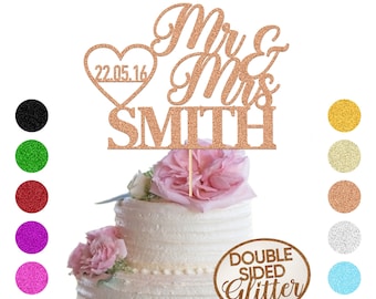 Personalised Wedding Cake Topper Multicoloured Wedding Cake Topper Custom Any Date & Name Cake Decoration Wedding Party Decoration