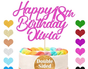 Personalised Cake Topper Happy Birthday Cake Toppers Customised Party Decoration for Cake with Any Name Any Age 18th 21st 30th 50th 80th