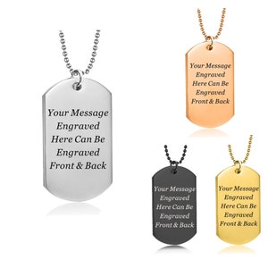 Personalised Mens Necklace - Army Card Identity Necklace Gift for him, boyfriend, husband, dad - Birthday, Anniversary, Father's Day Gift