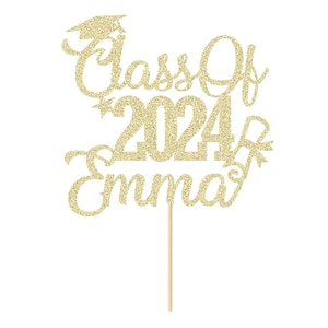 Personalised graduation cake topper 2024 Custom Congrats Graduation Hat Student Class of 2024 Multicolour Glitter Cake Decoration