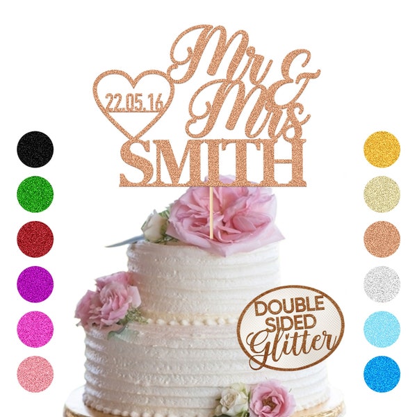 Personalised Wedding Cake Topper Multicoloured Wedding Cake Topper Custom Any Date & Name Cake Decoration Wedding Party Decoration