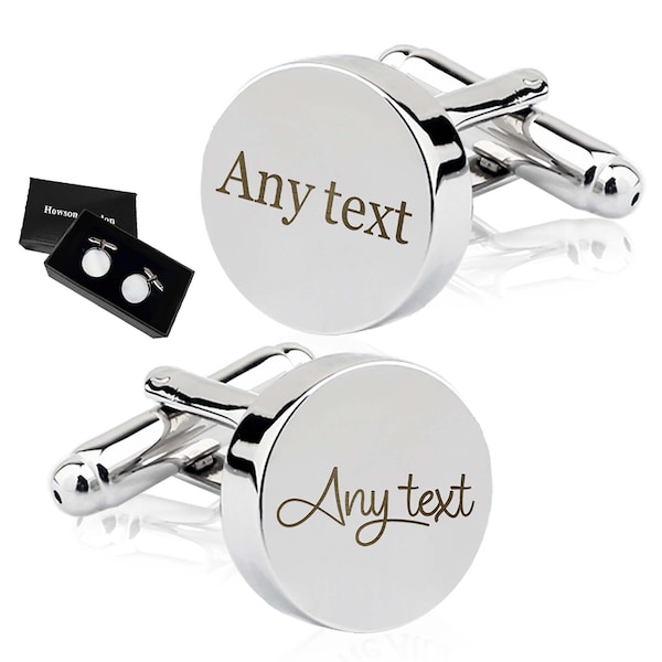 Personalised Engraved Cufflinks Ideal 2PCS with Box Anniversary Birthday Engagement Wedding Gift for Father Best Man Groom Groomsman
