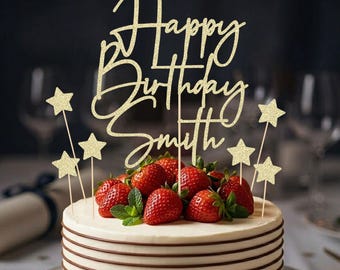 Personalised Glitter Birthday Cake Topper, Any Name, Party Supplies