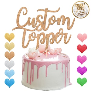 Cake Toppers Birthday Personalised - Personalised cake topper with Any Name and Any Age - Made from 400 Gram Non-shed Double Sided Glitter