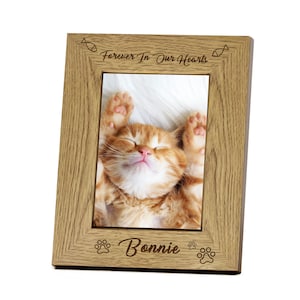 Personalised Engraved 7" X 5" Wood Photo Frame Dog Cat Memory Wipe Pet Memorial Picture Frame Condolence for Pet Loss Paw Print Keepsake