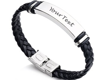 ladies personalised leather bracelet