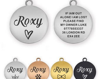 Personalised Dog Tags Custom Dog Tags ID Tag Engraved Stainless Steel ID Tag Collar for Puppy Cat Dogs Kitty Pets Dogs