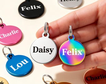 Dog Tags for Pets Engraved UK Personalised Dog Tag ID Name Tags for Cat Puppy Pet Collar Double Sided Deeply Laser Engraved Identify Tags