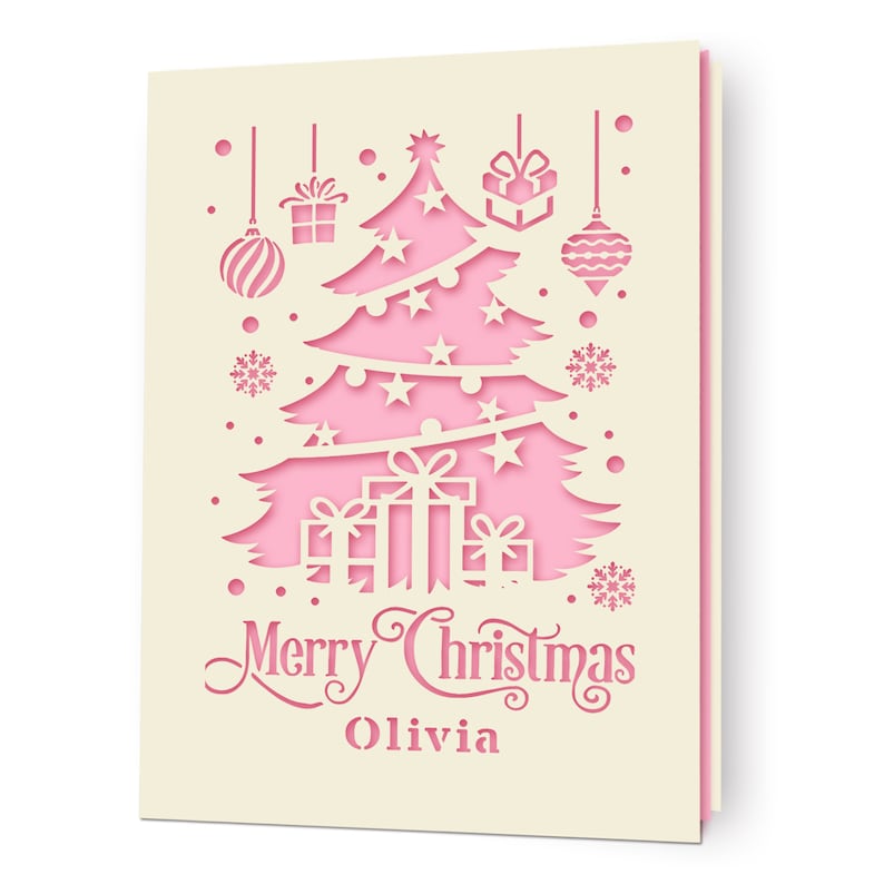Christmas Cards Personalised Merry Christmas Card Gifts Xmas Gifts Greeting Cards Custom Laser Paper Cut Card with Any Name for Friends image 8