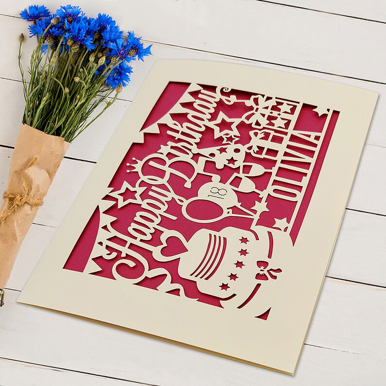 Personalised Birthday Card Laser Paper Cut Greeting Cards Etsy