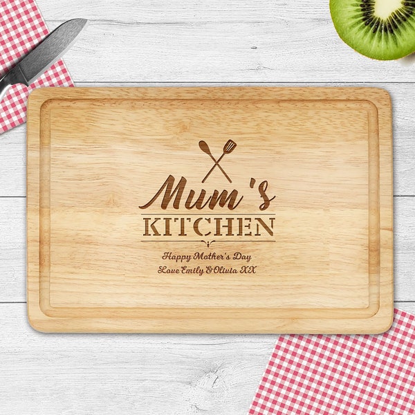 Personalised Custom Engraved Wooden Chopping Board Cheese Board Rubberwood Cutting Board Housewarming Gift for Couples & Families