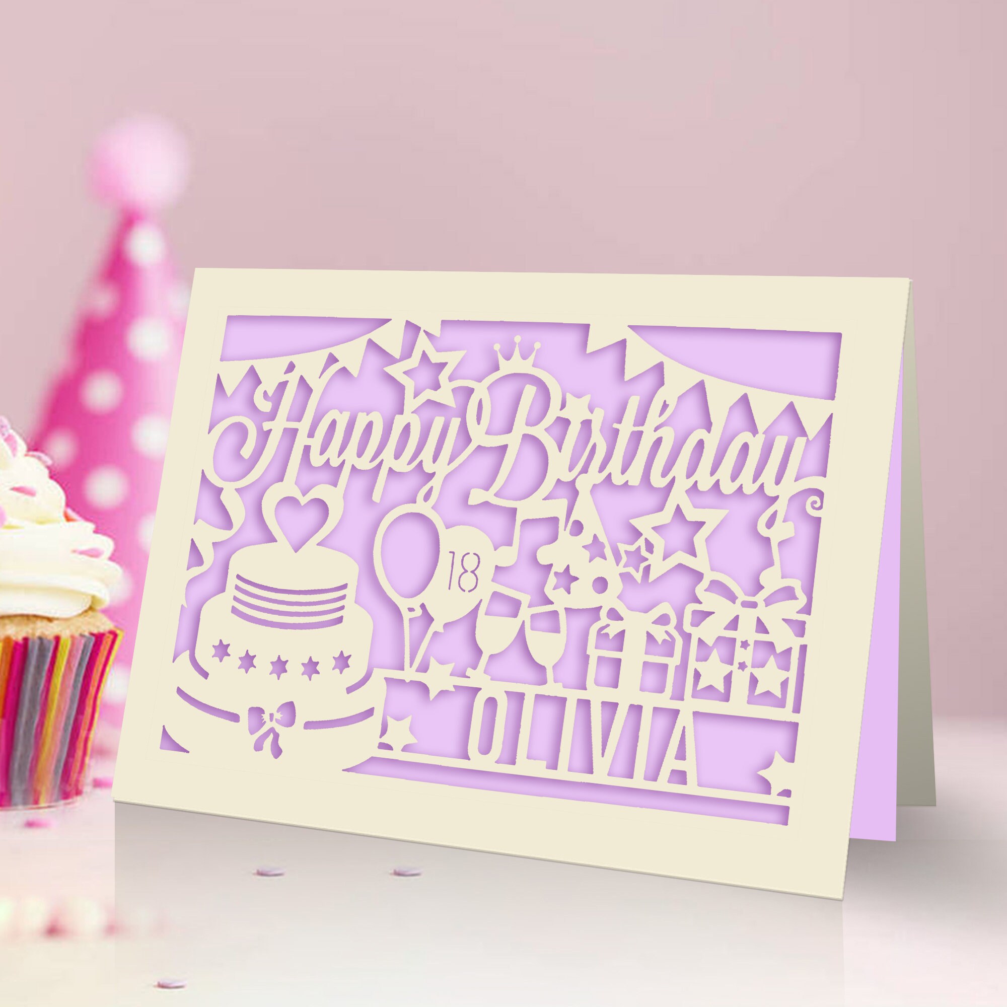 Personalised Birthday Card Laser Paper Cut Greeting Cards Etsy