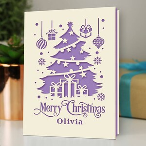 Christmas Cards Personalised Merry Christmas Card Gifts Xmas Gifts Greeting Cards Custom Laser Paper Cut Card with Any Name for Friends image 3