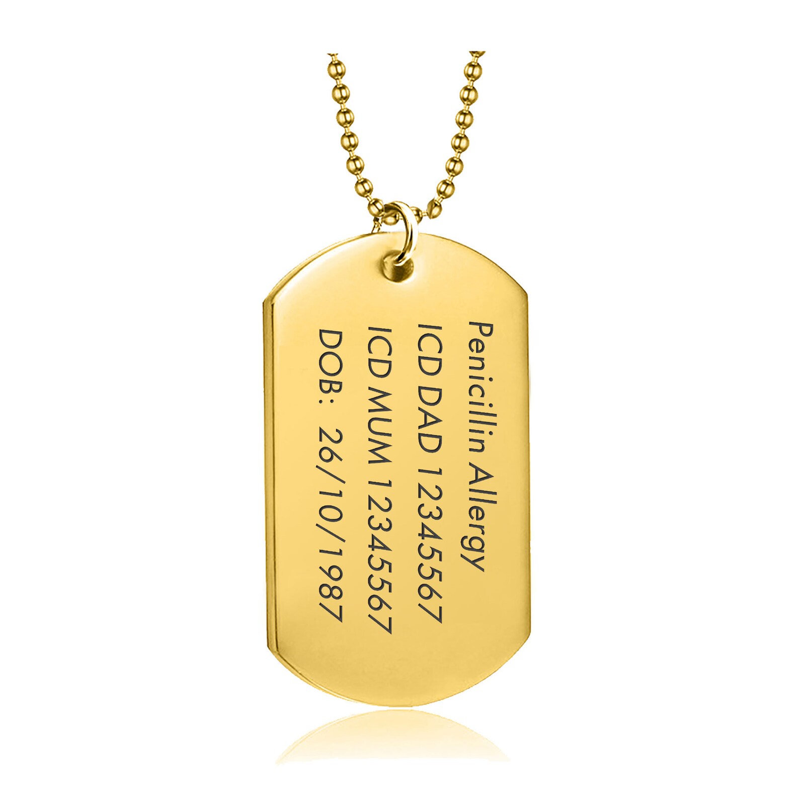 Personalised Medical Alert Tag Custom Necklace for Men Women Etsy UK