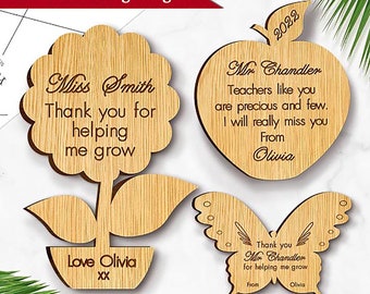 Personalised Thank you Teacher Gift Wooden Fridge Magnet Pre School Nursery Leaving Graduation Present Hand Finished in UK