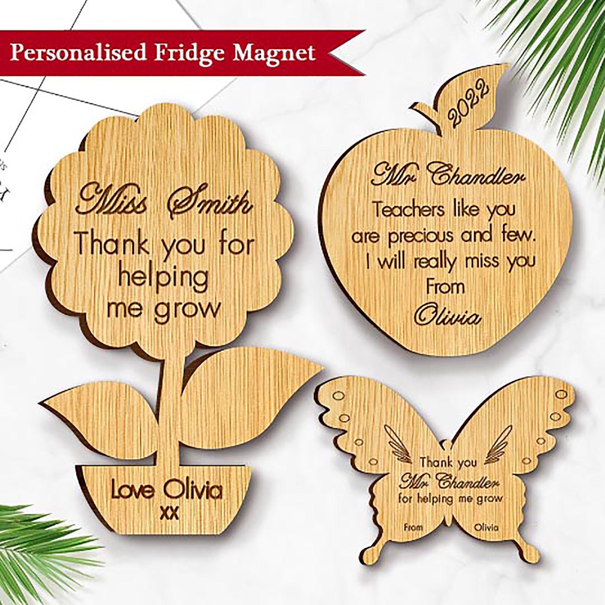 Personalised Thank You Teacher Gift Wooden Fridge Magnet Pre