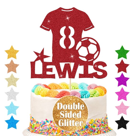 Personalized Football Cake Topper: Glitter Birthday Party Decoration