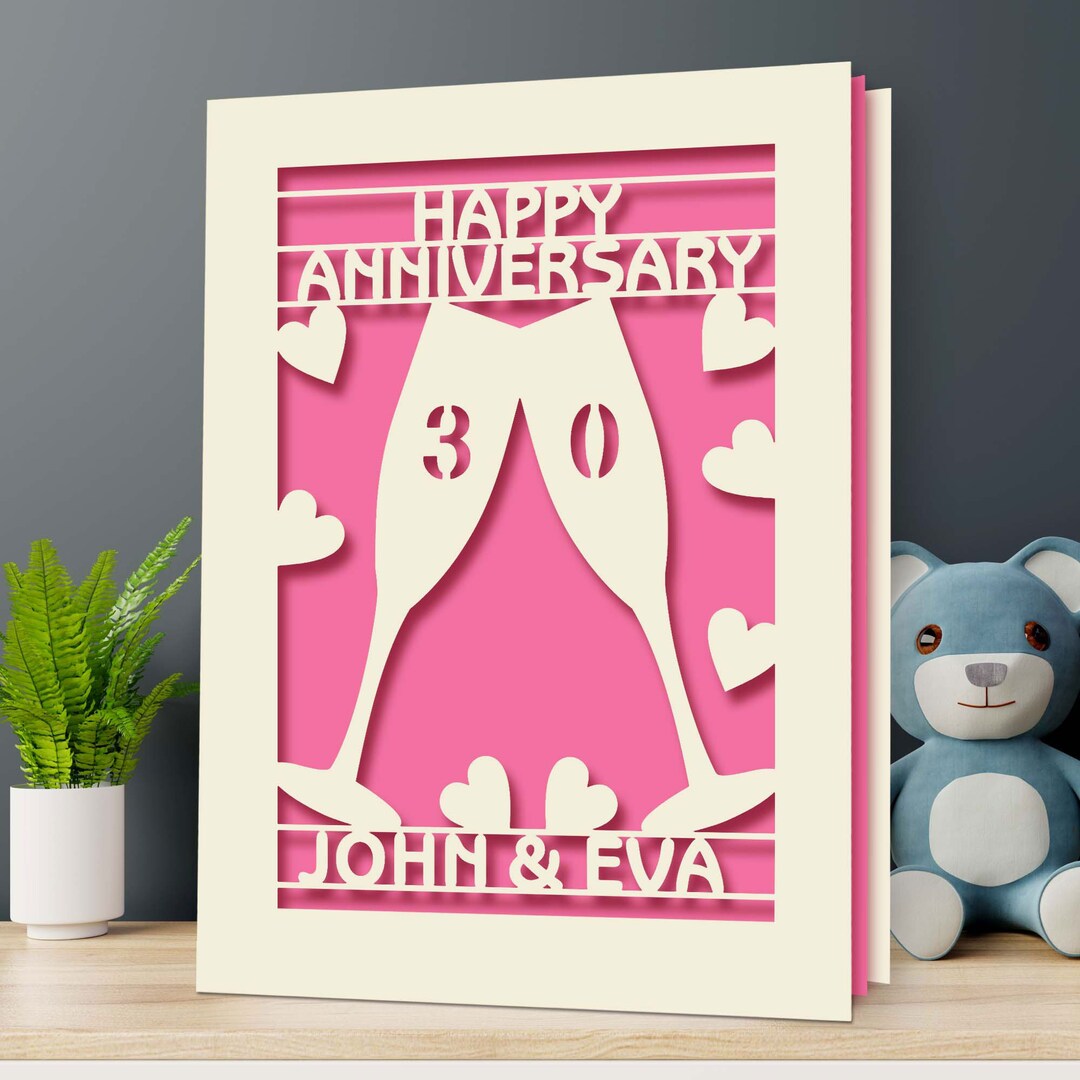 Personalised Wedding Anniversary Card for Him Her Husband Wife Couples ...