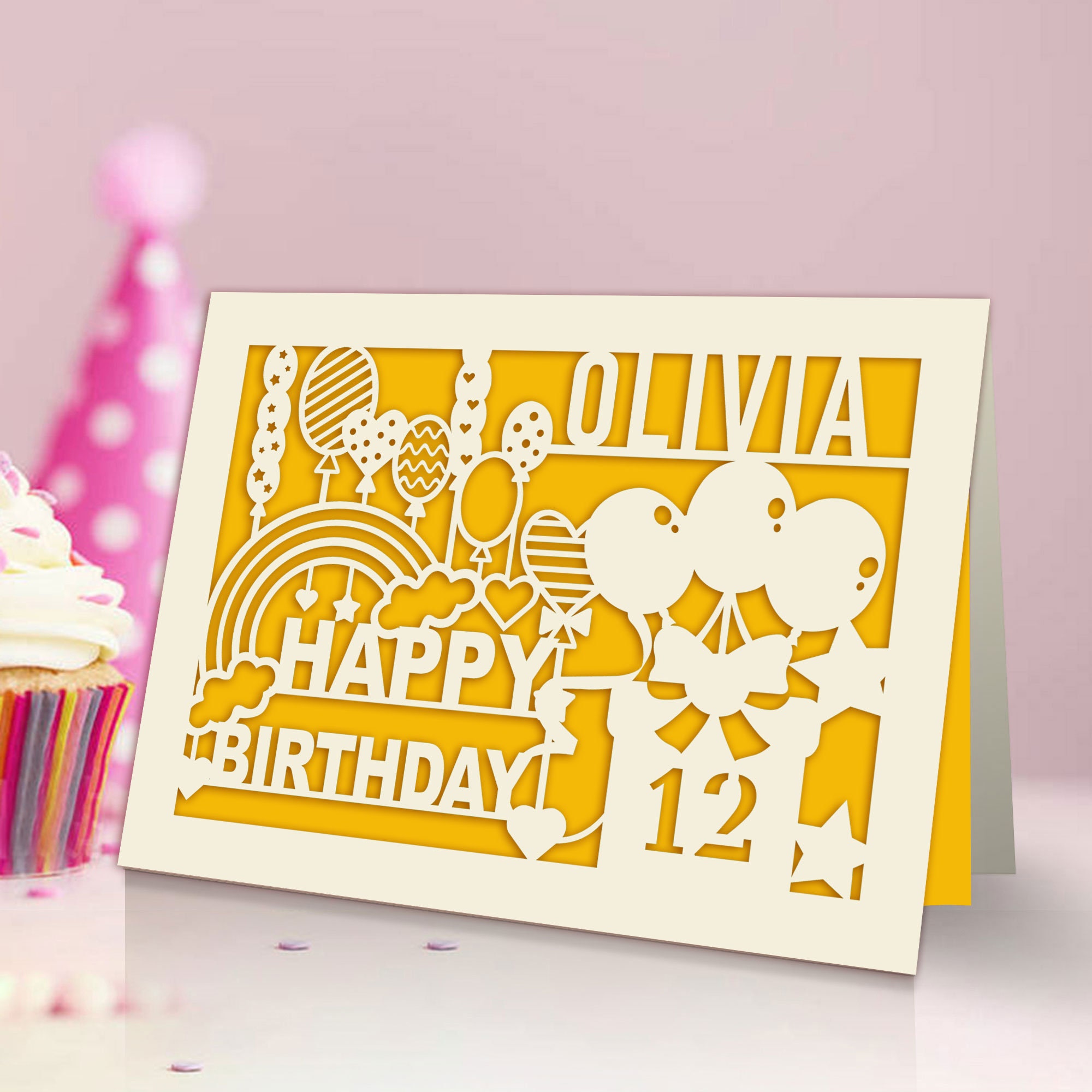 Personalsed Kds Brthday Card Laser Paper Cut Greetng Cards | Etsy UK