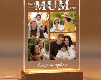 Personalised Gifts for Mum Mothers Day Gifts for Mum from Son Daughter Acrylic Sign Plaque Night Light Mum Photo Gifts for Mothers Day