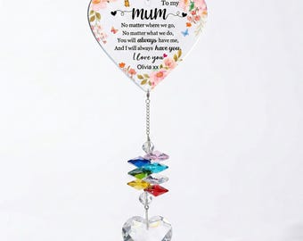 Personalised Gifts for Mum, Crystal Suncatcher Mum Gifts from Daughter Son, Suncatcher Ornament