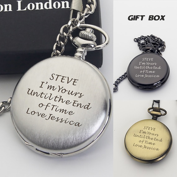 Personalised pocket watch shop for groom