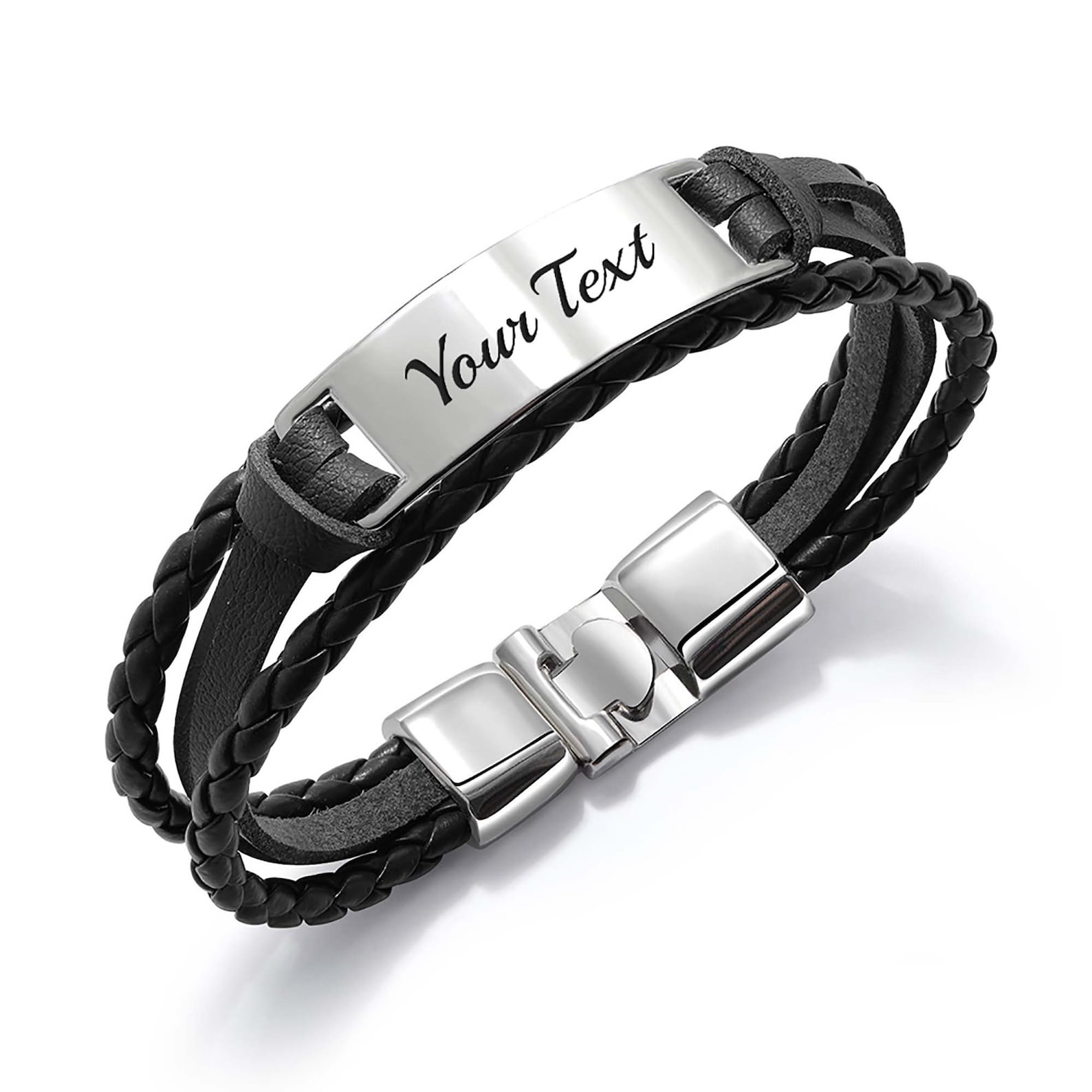 Personalised Mens Bracelet Leather Engraved Bracelet Gift Etsy UK