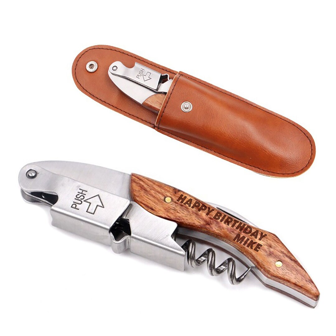 Personalised Corkscrew Engraved Professional Wine Opener With Holster