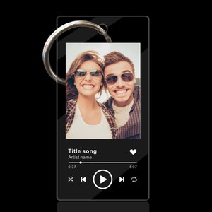 Personalised Keyring Spotify Keyring Custom Gifts for Her Him Mum Dad Customised Song and Photo Spotify Picture Keychain for Birthday