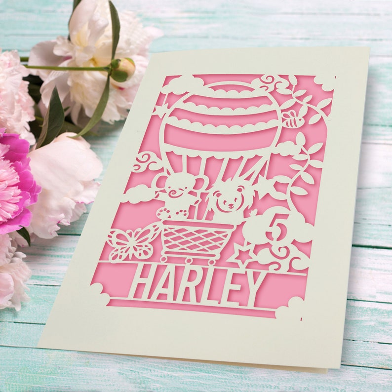 Personalised Kids Birthday Card Laser Paper Cut Greeting Cards Etsy UK