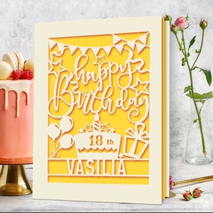 Personalised Birthday Card Laser Paper Cut Greeting Cards Happy Birthday Age Card Any Name Any Age 1st 16th 21st 30th 50th 70th 80th image 4