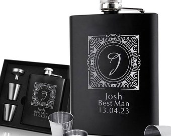 Personalised Hip Flask Custom Engraved Hip Flasks Best Man Gifts for Wedding Stainless Steel Flask for Usher Groomsmen Father of The Bride