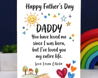 Personalised Fathers Day Card Gifts, Father's Day Dad Card Gifts from Daughter Son, Personalised Cards Gifts for Daddy Grandpa
