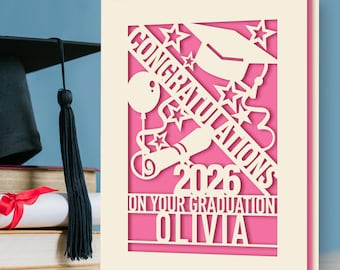 Personalised Graduation Card for Him Her Daughter Son Graduates Students Friends Congratulations Laser Paper Cut Class of 2026 Greeting Card