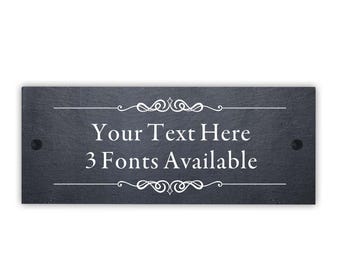 Personalized Slate Plaque: Rustic House Number Sign, Welcome Sign