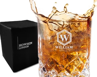 Personalised Whiskey Tumbler Custom Gift for Men Dad Grandpa Daddy Him Husband Engraved Whisky Glass for Birthday Father's Day with Any Name