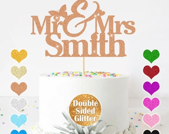 Personalised Cake Toppers for Wedding Custom Mr & Mrs Cake Topper with Surname Multicoloured Wedding Cake Toppers