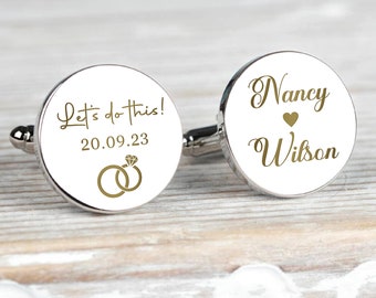 Cufflinks for Men Personalised Cufflinks Engraved for Wedding Anniversary Fathers Day Best Man Groomsmen Usher Husband Father of the Bride