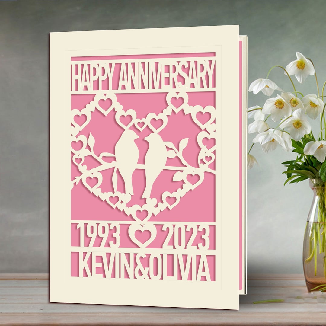 Personalised Wedding Anniversary Card Gifts Laser Paper Cut Cards With