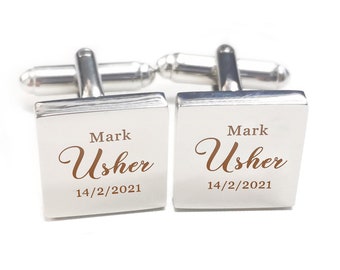 Personalised Engraved Cufflinks Ideal 2PCS with Box Anniversary Birthday Engagement Wedding Gift for Father Best Man Groom Groomsman