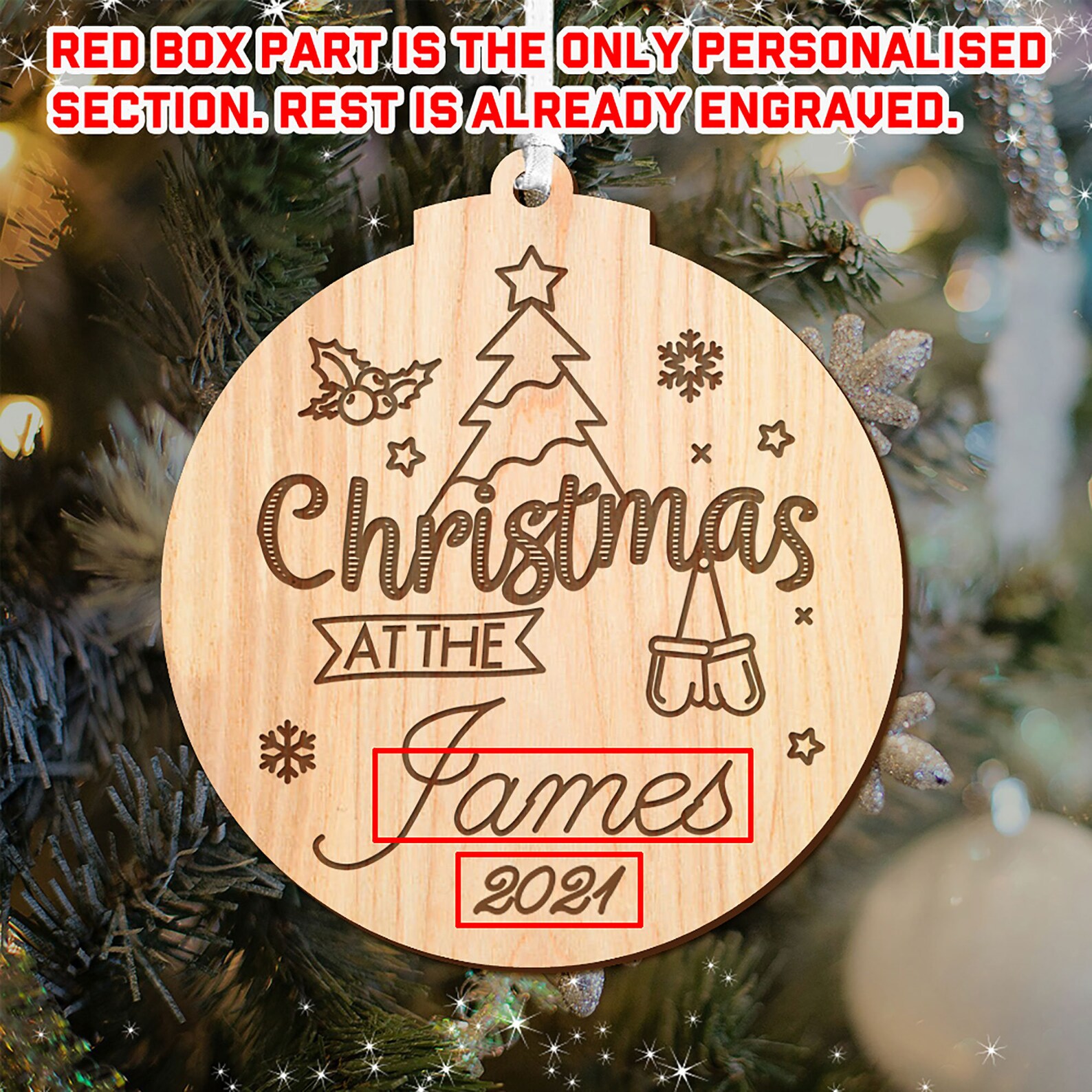 Personalised Christmas Ornament Xmas Tree Bauble Wooden Xmas - Etsy UK