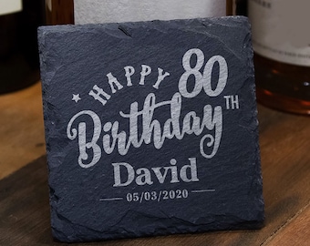 Personalised Engraved Slate Coaster Custom Birthday Gift for Mum Dad Grandma Grandad Uncle Aunt Friend Cup Mat Mug Coaster Table Place Mat