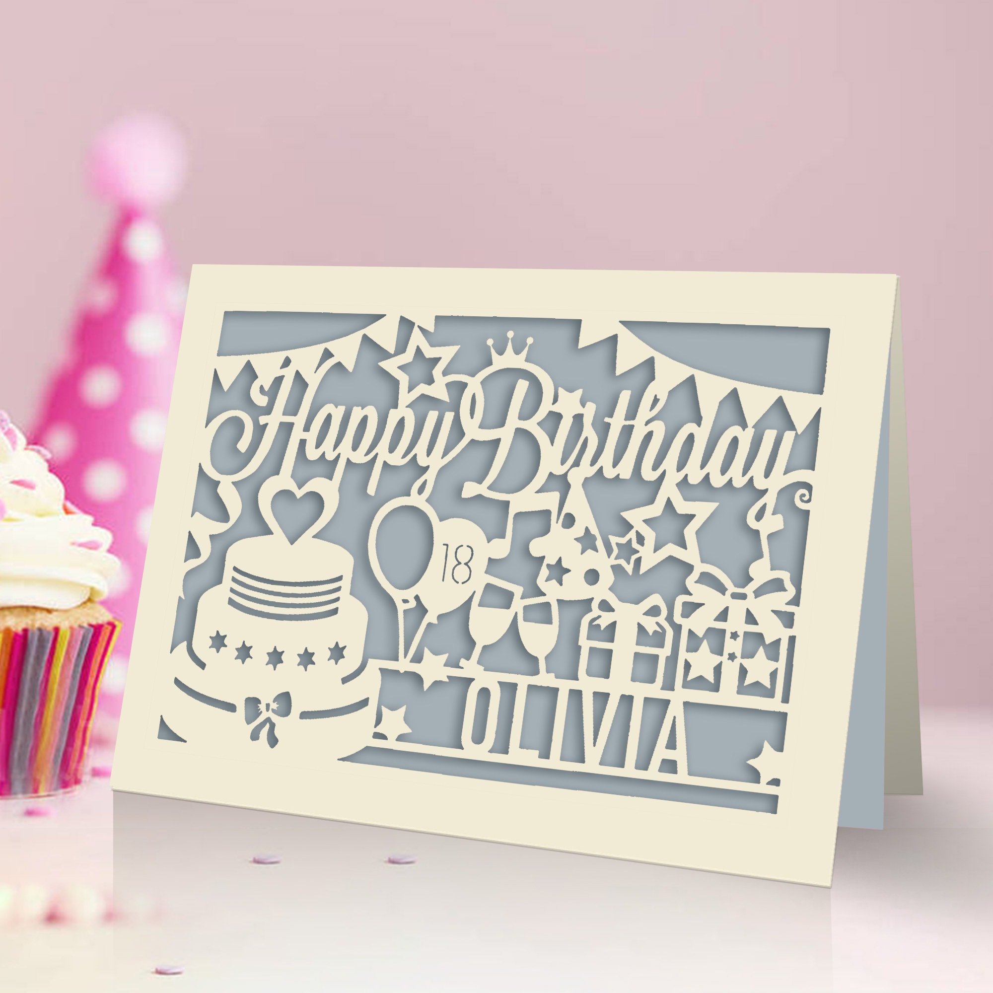 Personalised Birthday Card Laser Paper Cut Greeting Cards Etsy