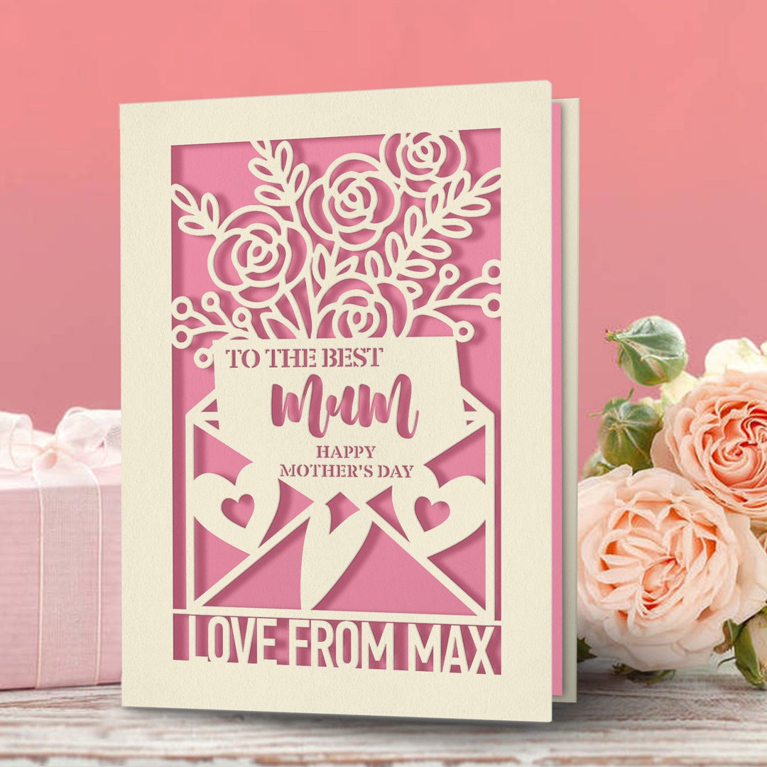Personalised Happy Mothers Day Card | Laser Papercut With Flower Design ...