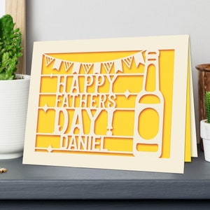 Personalised Fathers Day Card with Beer Bottle Design Custom Name Happy Father&#39;s Day Gift Card for Father Dad Daddy Grandpa Grandad Husband