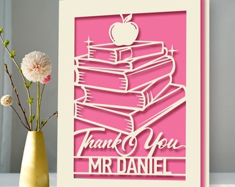 Personalised Thank You Card Laser Paper Cut Thank You Teacher Card Thank You Gift for Teacher Teaching Assistant Nursery Teacher Graduation